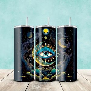 “Third Eye” custom, 20oz tumbler with slide lid and straw